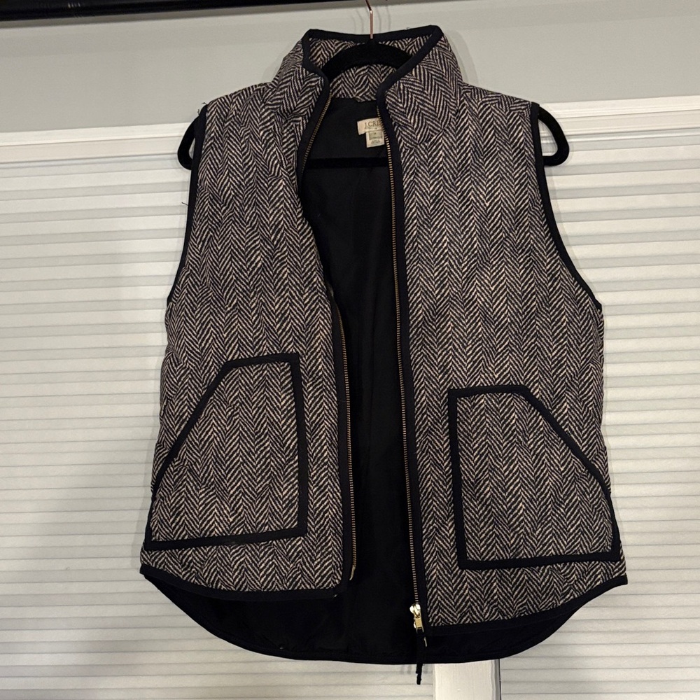 J. Crew Black and White Herringbone Vest